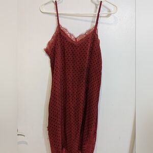 Free People Red Lace Slip Stretch Flowy Dress, 4